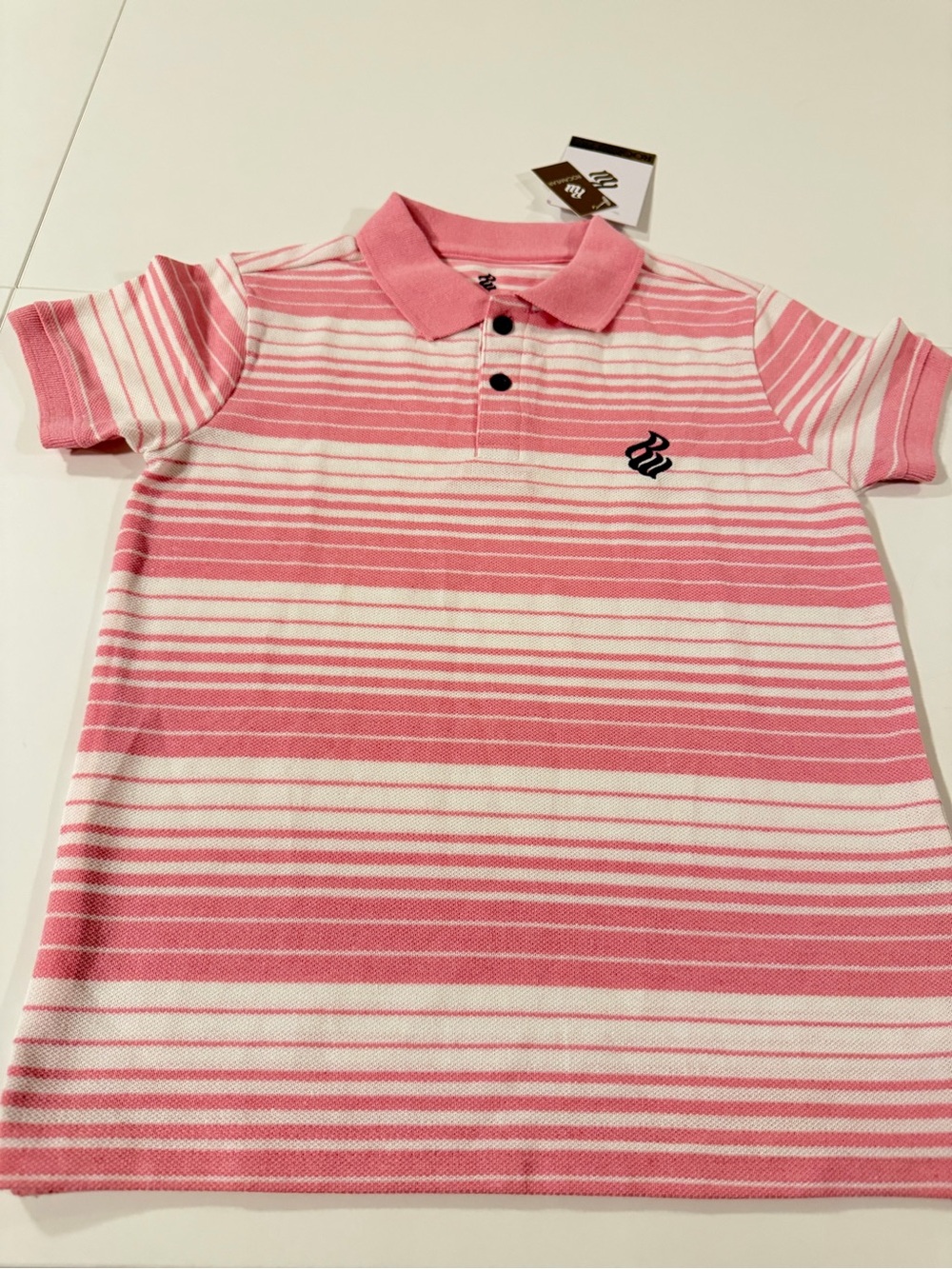 NWT Rocawear Girls Size 7 Pink White Striped Polo Shirt